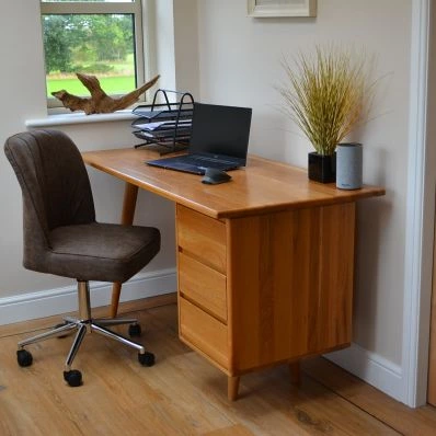 Oblek Office Chair Antique Brown Faux Leather & Chrome