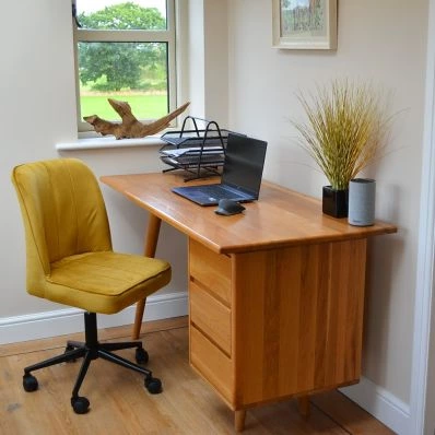 Cambourne Office Chair Mustard Velvet & Black