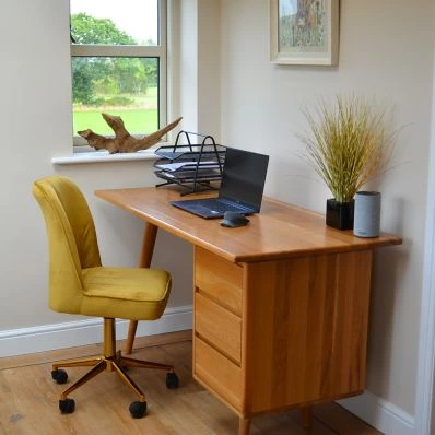 Blaydon Office Chair Mustard Velvet & Gold