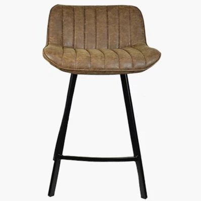Islay Bar Stool Aged Brown Leather & Black Leg 65cm