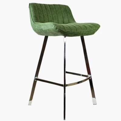 Islay Bar Stool Vintage Green Leather & Chrome Leg 65cm