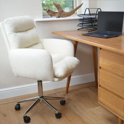 Jackson Office Chair Cream Boucle Fabric & Chrome Base