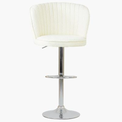 Jardin Bar Stool Cream Boucle Fabric & Chrome Base
