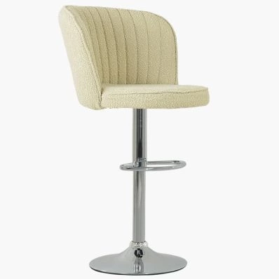 Jardin Bar Stool Mink Boucle Fabric & Chrome Base