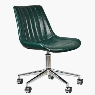 Jay Office Chair Bottle Green Faux Leather & Chrome Base