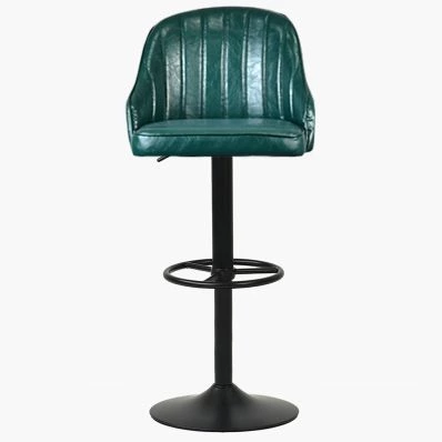 Kanto Bar Stool Forest Green Leather & Black Base