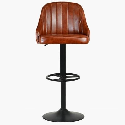 Kanto Bar Stool Tan Brown Leather & Black Base