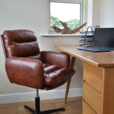 Katarni Office Chair Vintage Brown Faux Leather & Black