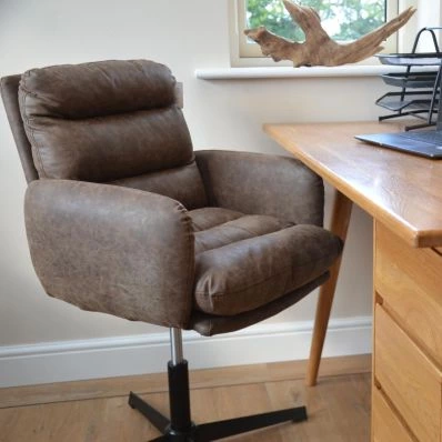 Katarni Office Chair Antique Brown Faux Leather & Black