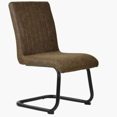 Kendal Dining Chair Antique Brown Faux Leather & Black Legs