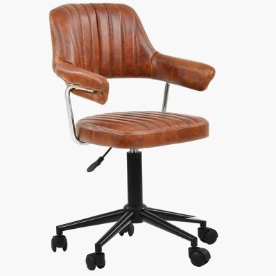 Kennack Office Chair Vintage Brown Faux Leather & Black