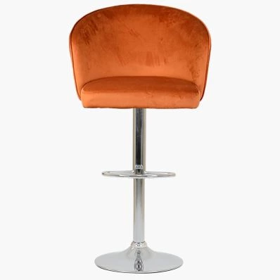 Kenton Bar Stool Burnt Orange Velvet & Chrome Base