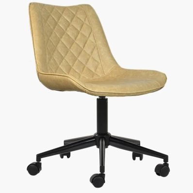 Key Office Chair Cream Faux Leather & Black Base