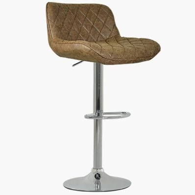 Kudos Bar Stool Antique Brown Leather & Chrome Base