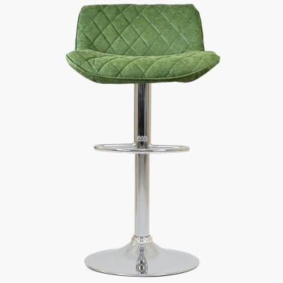 Kudos Bar Stool Aged Olive Green Leather & Chrome Base