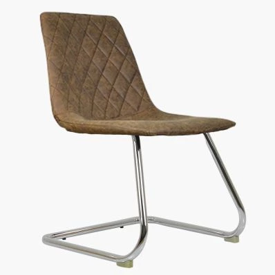 Kyle Dining Chair Antique Brown Faux Leather & Chrome Leg