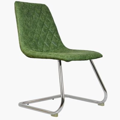 Frisco Office Chair Vintage Green Faux Leather & Chrome Base
