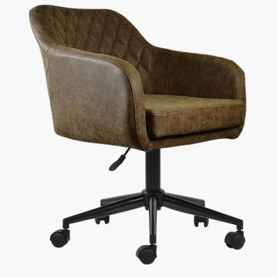 Langham Office Chair Antique Brown Faux Leather & Black