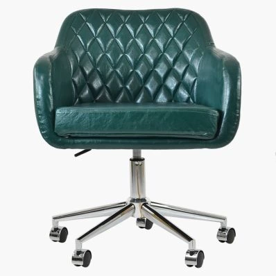 Langham Office Chair Forest Green Faux Leather & Chrome
