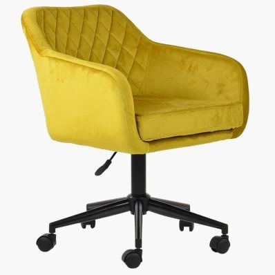 Langham Office Chair Mustard Velvet & Black