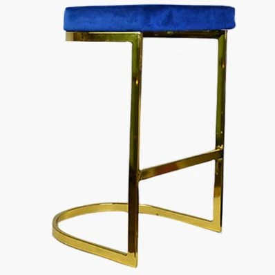 Layto Bar Stool Blue Velvet & Gold Leg 75cm