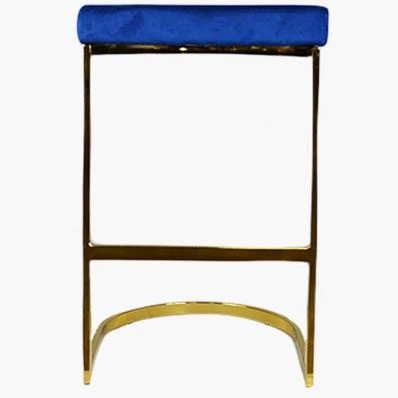 Layto Bar Stool Blue Velvet & Brass Gold Leg 75cm