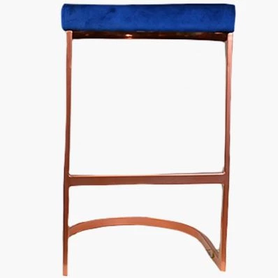 Layto Bar Stool Blue Velvet & Rose Gold Leg 65cm