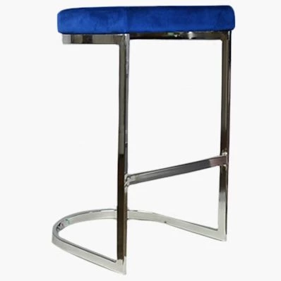Layto Bar Stool Blue Velvet & Chrome Leg 65cm
