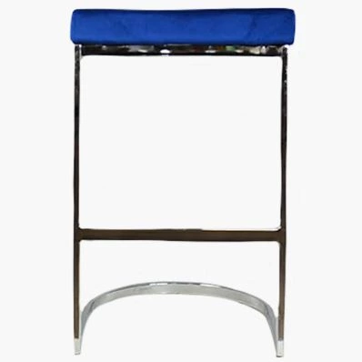 Layto Bar Stool Blue Velvet & Chrome Leg 65cm