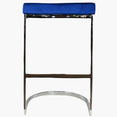 Layto Bar Stool Blue Velvet & Chrome Leg 75cm