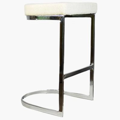 Layto Bar Stool Cream Boucle Fabric & Chrome Leg 65cm