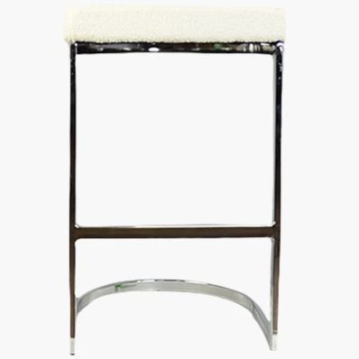 Layto Bar Stool Cream Boucle Fabric & Chrome Leg 65cm