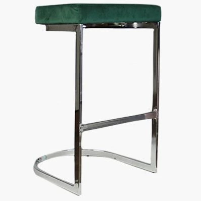 Layto Bar Stool Green Velvet & Chrome Leg 65cm