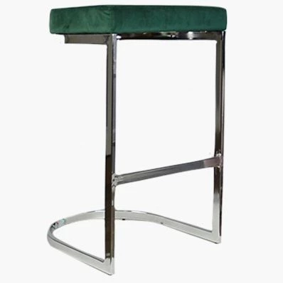 Layto Bar Stool Green Velvet & Chrome Leg 75cm