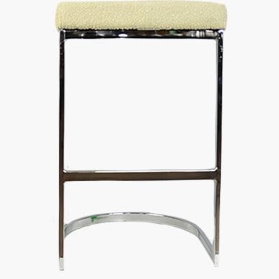 Layto Bar Stool Mink Boucle Fabric & Chrome Leg 75cm