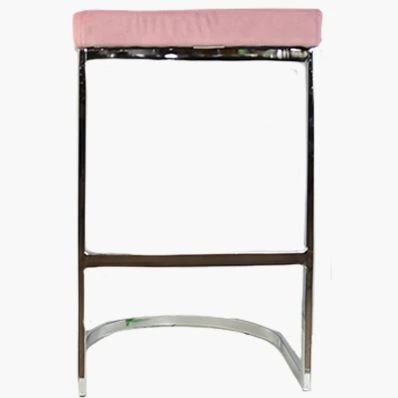 Layto Bar Stool Pink Velvet & Chrome Leg 75cm