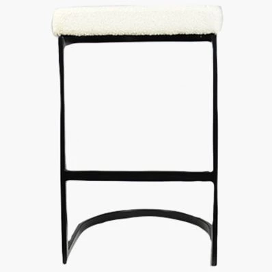 Layto Bar Stool Cream Boucle Fabric & Black Leg 65cm