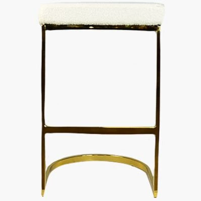 Layto Bar Stool Cream Boucle Fabric & Brass Gold Leg 65cm