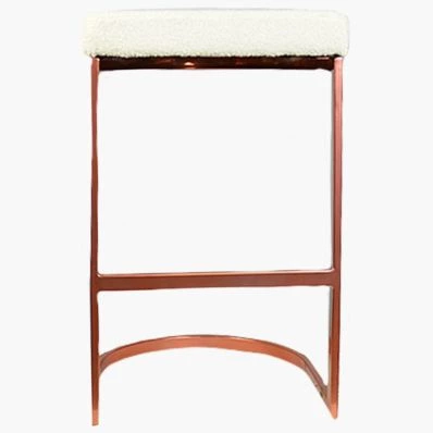Layto Bar Stool Cream Boucle Fabric & Rose Gold Leg 65cm