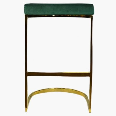 Layto Bar Stool Emerald Green Velvet & Brass Gold Leg 75cm