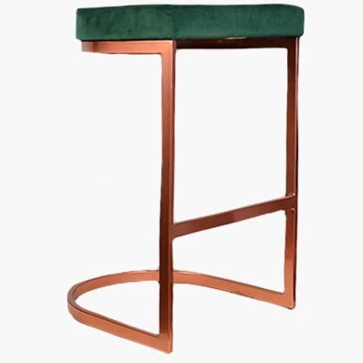 Layto Bar Stool Green Velvet & Rose Gold Leg 75cm