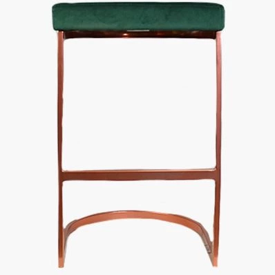 Layto Bar Stool Emerald Green Velvet & Rose Gold Leg 75cm