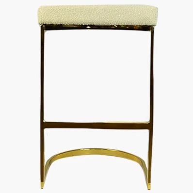 Layto Bar Stool Mink Boucle Fabric & Brass Gold Leg 65cm