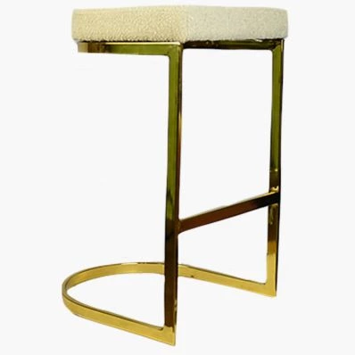 Layto Bar Stool Mink Boucle Fabric & Gold Leg 75cm