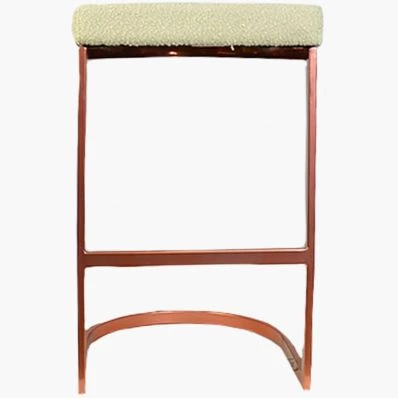 Layto Bar Stool Mink Boucle Fabric & Rose Gold Leg 65cm