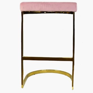 Layto Bar Stool Pink Velvet & Brass Gold Leg 75cm