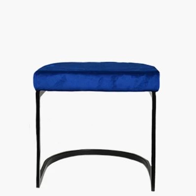 Layto Low Stool Blue Velvet & Black Leg 46cm