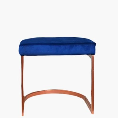 Layto Low Stool Blue Velvet & Rose Gold Leg 46cm