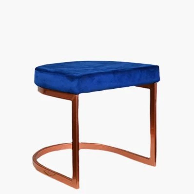 Layto Low Stool Blue Velvet & Rose Gold Leg 46cm