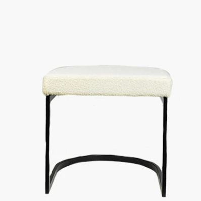 Layto Low Stool Cream Boucle Fabric & Black Leg 46cm